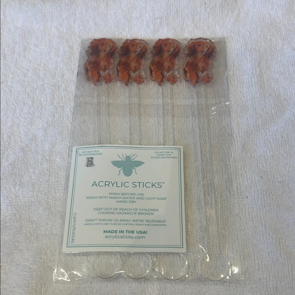 NWT Acrylic Daschsund Drink Stir Sticks